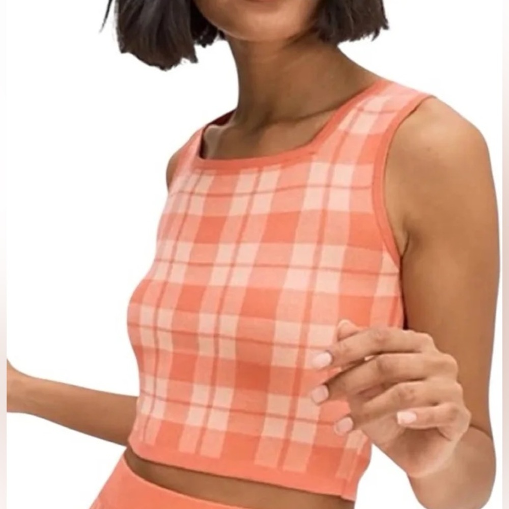 NWOT kate spade Orange Plaid Sleeveless Cropped Knit Top
